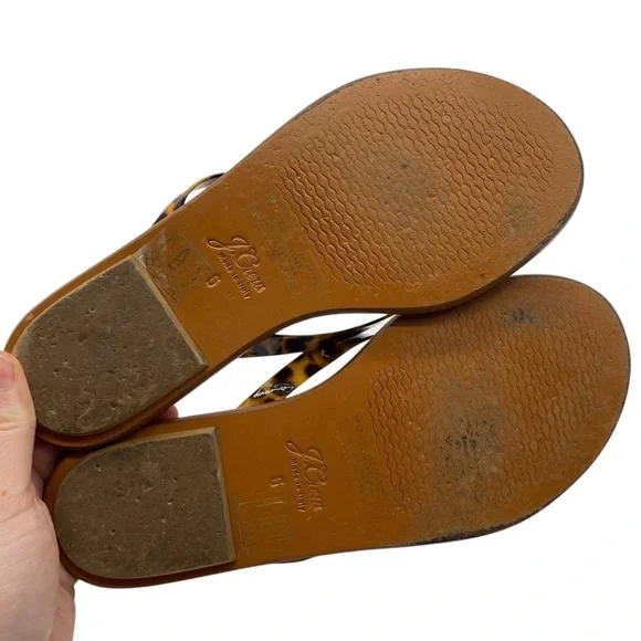J. Crew Womens Shoes Leather Thong Sandals 6 Leopard Flat Casual Italy Slip On - Picture 7 of 9